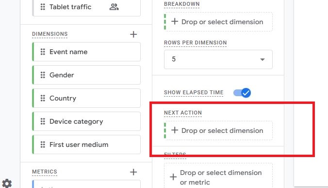 کاربرد Next Action برای تحلیل رفتار بعدی کاربران